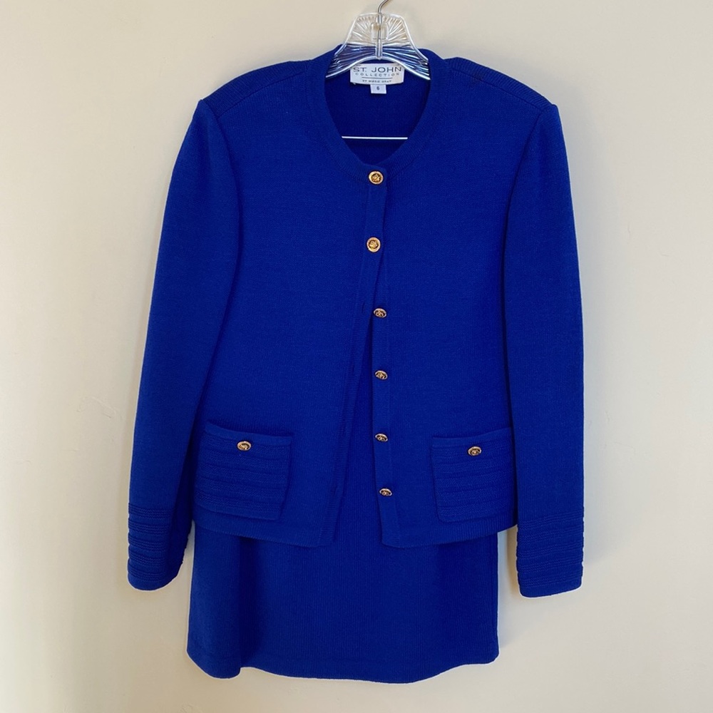 St. John Collection by Marie Gray sweater and skirt set. Royal blue. Size 6